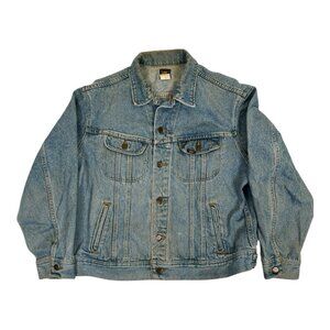 Vintage Lee Riders  Denim Trucker Jacket Size Large MediumLight Wash Made in USA